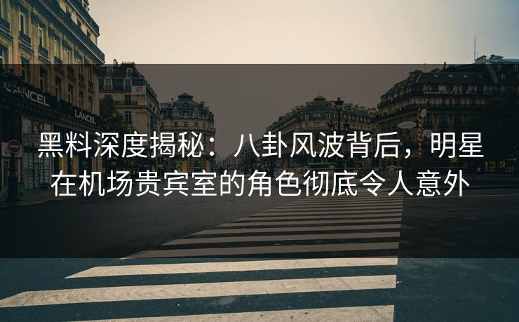 黑料深度揭秘：八卦风波背后，明星在机场贵宾室的角色彻底令人意外