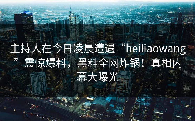 主持人在今日凌晨遭遇“heiliaowang”震惊爆料,黑料全网炸锅!真相内幕大曝光