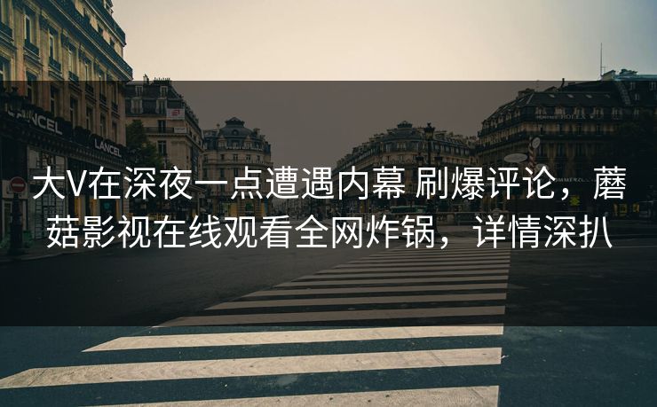 大V在深夜一点遭遇内幕 刷爆评论，蘑菇影视在线观看全网炸锅，详情深扒