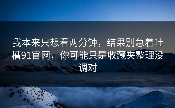 我本来只想看两分钟，结果别急着吐槽91官网，你可能只是收藏夹整理没调对