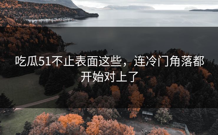 吃瓜51不止表面这些，连冷门角落都开始对上了